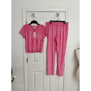 Juicy Couture Pink Velour Cherry Rhinestone Bling Pajama Set NWT Size XL